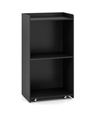 Rolling Podium Stand with 2 Shelves and Lockable Wheels