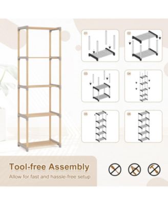 5 Tier Open Bookshelf Storage for Home Office and Bathroom