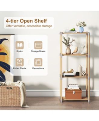4 Tier Open Shelf Storage Bookcase for Home and Office Spaces