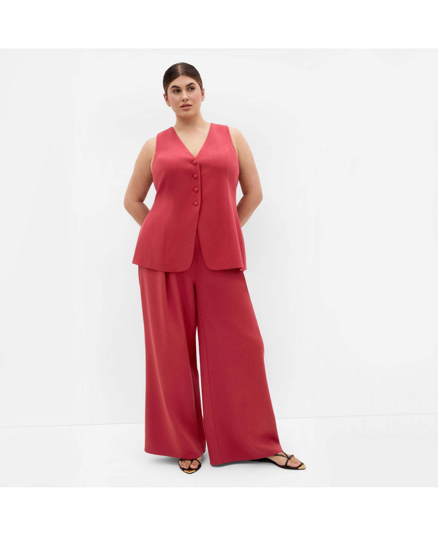 Женские брюки CITY CHIC Plus Size Tori Wide Leg, цвет: Красный — фото 3
