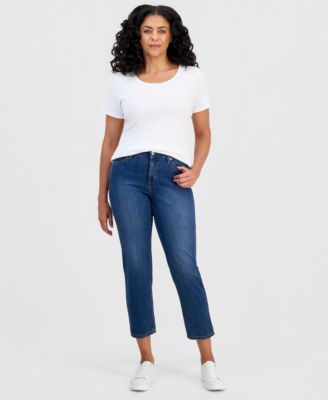 Women's Mid-Rise Straight Leg Ankle Jeans