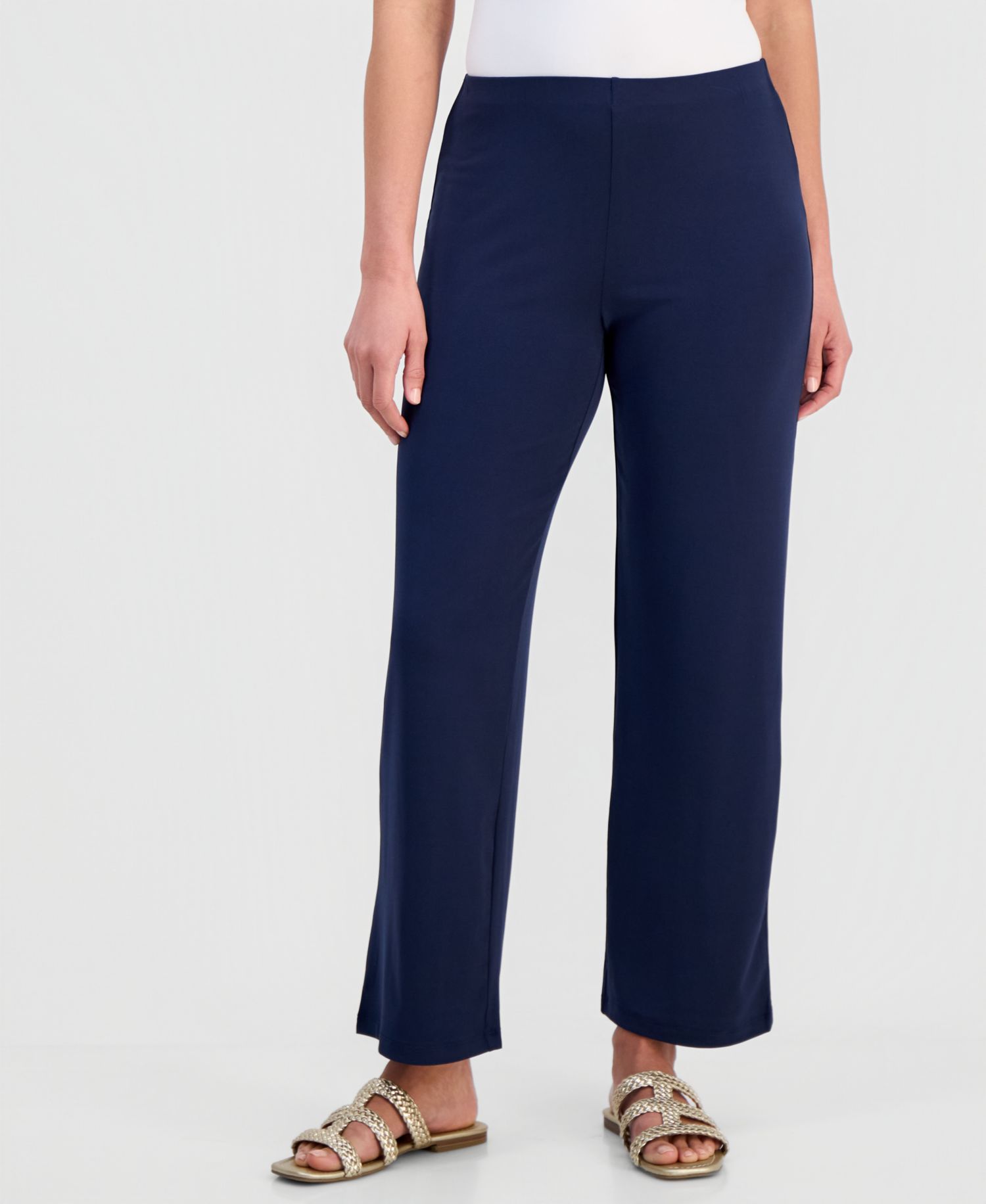 Petites Knit Wide-Leg Pull-On Pants, Petite & Petite Short
