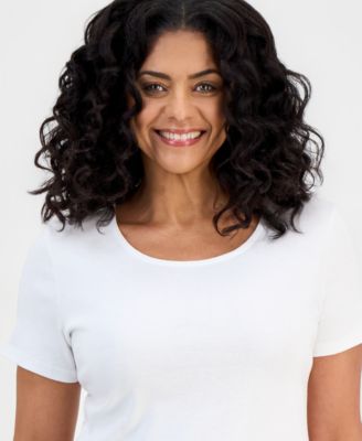 Women's Cotton Short-Sleeve Scoop-Neck Top