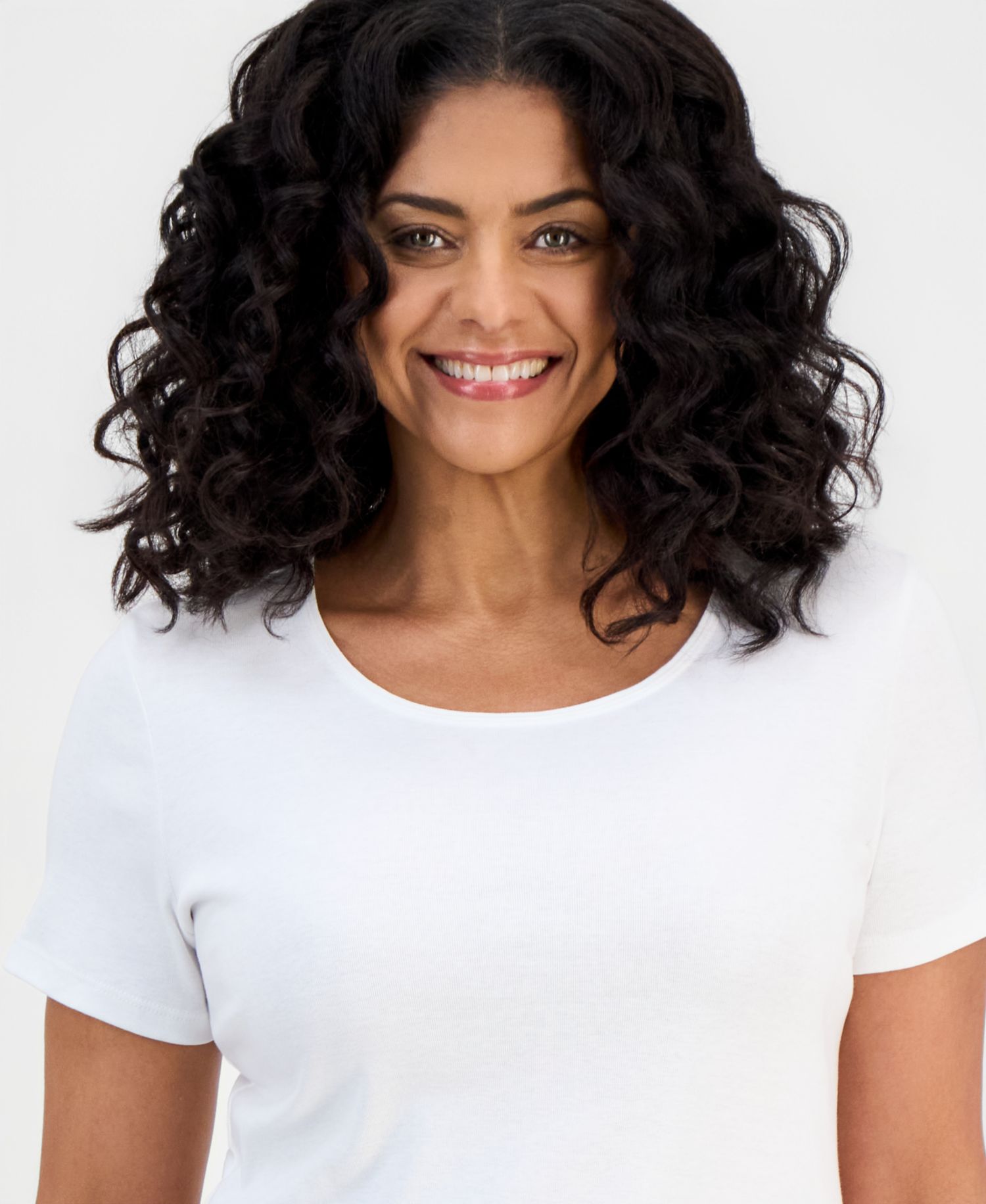 Petite Cotton Scoop-Neck Short-Sleeve Top