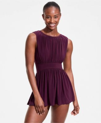Women's High Neck Ruched Swim Dress