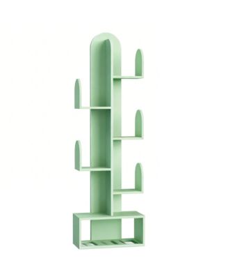 Cactus Tree Bookshelf Wood Corner Storage Rack