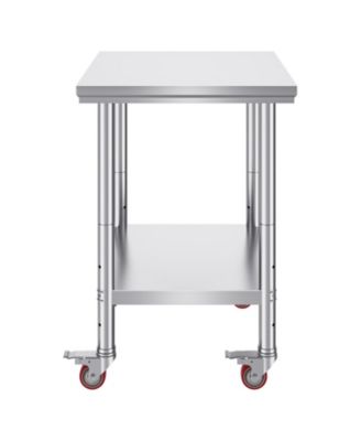 Stainless Steel Rolling Work Table with 4 Casters.