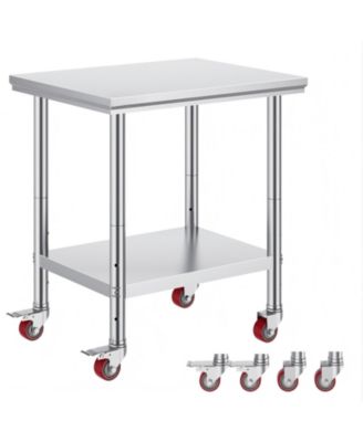 Stainless Steel Rolling Work Table with 4 Casters.