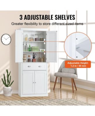 72 in Tall Freestanding Kitchen Pantry Storage Cabinet with Adjustable Shelves