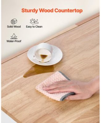 52 in Rolling Kitchen Island Cart with Solid Wood Top and Storage Cabinet, Drop Leaf