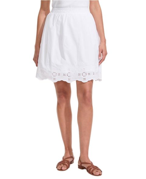 Женская юбка Lands' End Poplin Eyelet Mini, цвет: Белый