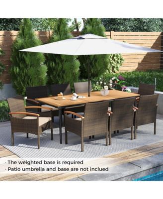 9PCS Patio PE Wicker Dining Set w/ Cushions and 1.9'' Umbrella Hole for Deck