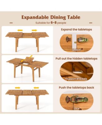 9-Piece Acacia Wood Outdoor Dining Set for 6-8 w/ 1.97'' Umbrella Hole