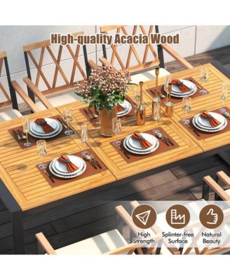 9 Pieces Patio Dining Set w/ Soft Cushions and 1.9'' Umbrella Hole for Garden
