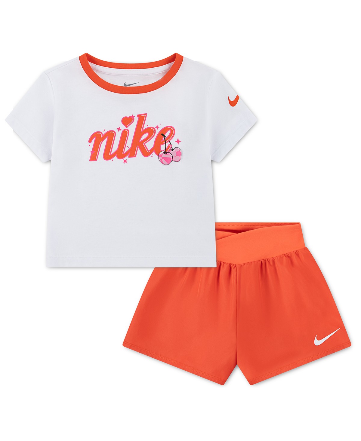 Детские Nike Girls' Toddler 2T-4T Crewneck T-Shirt and Crossover Shorts, 2-Piece Set — фото 2