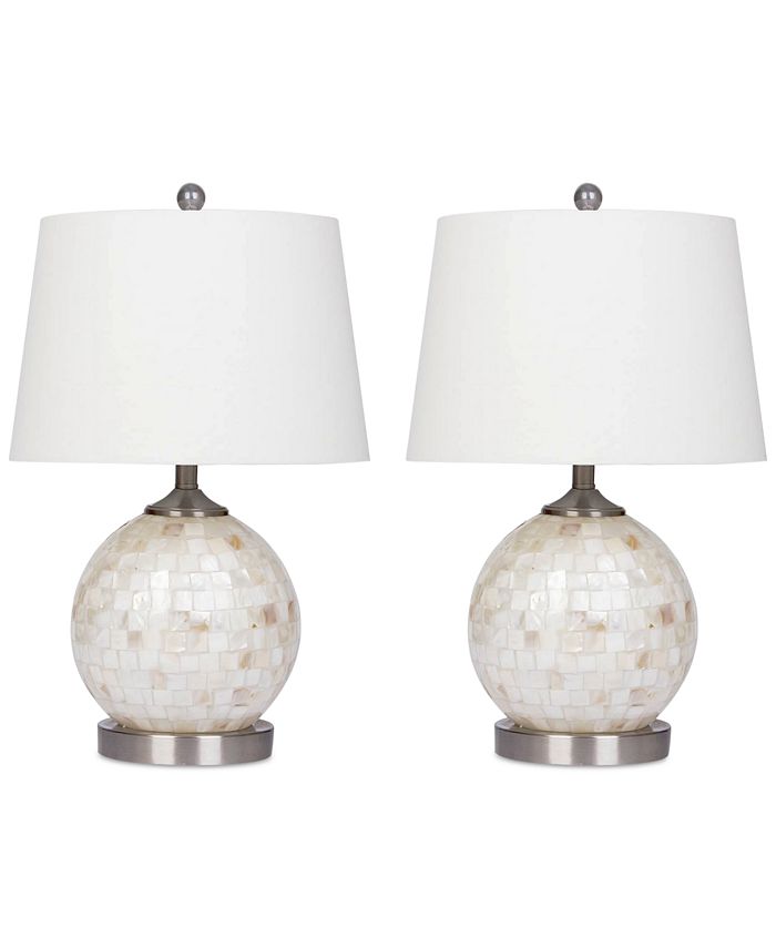 Pearl Mini Round Table Lamps, Mother Of Pearl Table Lamp Set