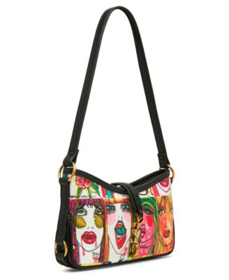 Artwork Faces Small Shoulder Handbag