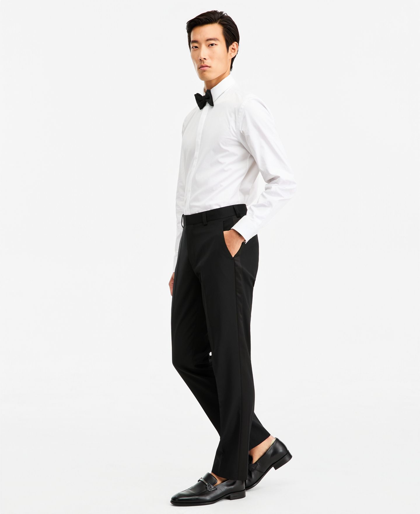 Мужские брюки Hugo Boss Modern-Fit Wool Blend Super Flex Stretch Tuxedo, цвет: Чёрный — фото 2
