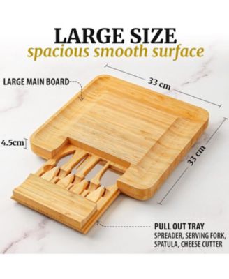 Extra Thick Bamboo Charcuterie Board Set with 4 Piece Knife Set