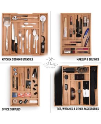 Adjustable Bamboo Kitchen Utensil Drawer Organizer