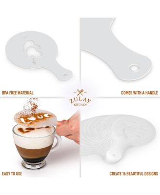 16-Piece Barista Plastic Decorative Coffee Stencils for Latte Art