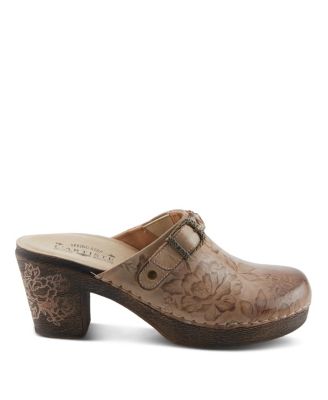 Calliroe Open-Back Clogs | Hand-Painted Leather Slip-On With Floral Details