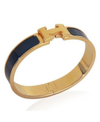 Pre-Owned HERMES Gold-Plated  Clic H In Ultramarine Bracelet