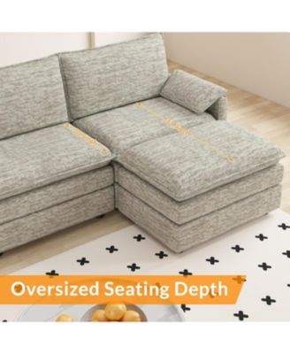 108" Modular Sectional Sofa, Chenille Cloud Couch with Ottoman, Deep Seat for Apartment