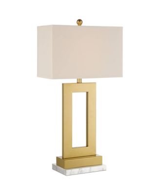 Marshall Modern Table Lamp with White Marble Riser 30" Tall Champagne Gold Oatmeal Shade for Bedroom Living Room Bedside Nightstand House