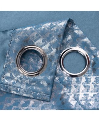Hailey Halo Foil Blackout Polyester Grommet 2 Pack Window Curtain Panel Set 36" x 84"