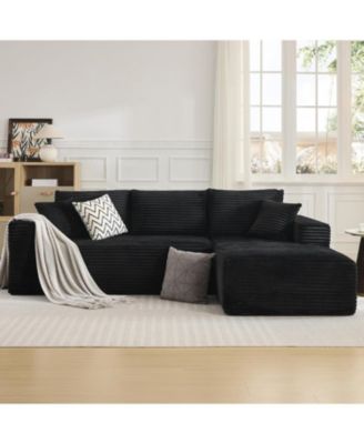 108" Cloud Sectional Sofa, L-Shaped Couch with Deep Seat, Corduroy, No Assembly