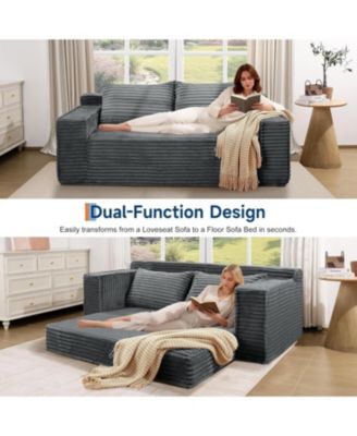 75" Convertible Sofa Bed, Boneless Futon Couch with 2 Pillows, Pull-Out Loveseat Sleeper, No Assembly