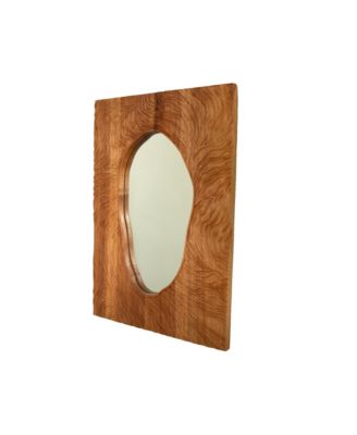 20'' Vintage Rosewood Timeline Wall Mirror, Decorative Irregular Rectangular Mirror for Bathroom Bedroom Living Room Entryway