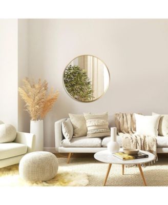 Gold 16 Inch Metal Round Bathroom Mirror