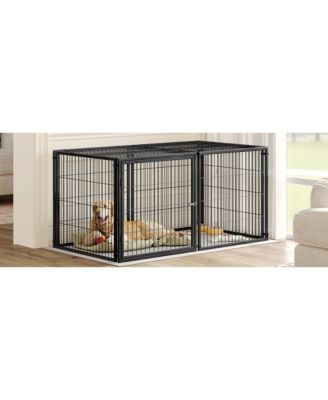 63.7" Large Dog Cage Kennel for Medium Dogs Puppy Playpen with Top, Indoor Pet Enclosure