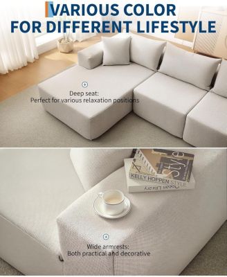 108" Modular Cloud Sectional Sofa, L-Shaped Couch with Chaise, Deep Seat, No Assembly