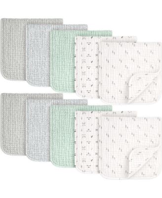 Kids 10-Pack Lyra Muslin Burp Cloths Baby Boy, Girl, Soft Cotton Muslin Burping Cloths for Newborn 21"x10"
