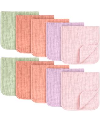 Kids 10-Pack Lyra Muslin Burp Cloths Baby Boy, Girl, Soft Cotton Muslin Burping Cloths for Newborn 21"x10"