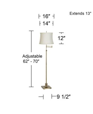 Swing Arm Floor Lamp Adjustable Tall Antique Brass Fabric for Living Room Reading Bedroom Office