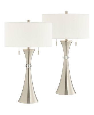 Rachel Art Deco Style Table Lamps 28" Tall Set of 2 Column Metal with Table Top Dimmers Drum for Bedroom Living Room Bedside