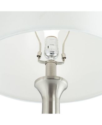 Karl Modern Table Lamps Set of 2 with Round Risers 29" Tall Brushed Nickel USB and AC Power Outlet in Base for Bedroom House