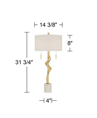 Montrose 31 3/4" Tall Sculpture Large Modern End Table Lamp Pull Chain Gold Finish Marble Single Living Room