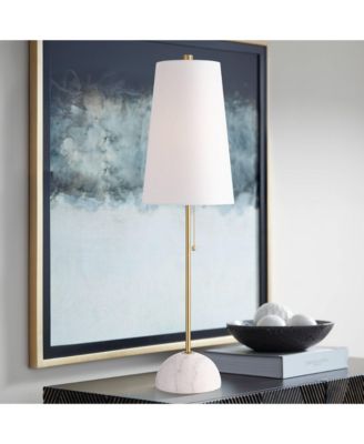 Paige 28 1/2" Tall Skinny Buffet Console End Table Lamp Pull Chain Gold Brass Finish Metal Marble Living Room