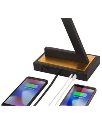 Pellana High Z-Base Modern 3-Way Table Lamp USB Port AC Power Outlet  Metal Single Living Room Charging