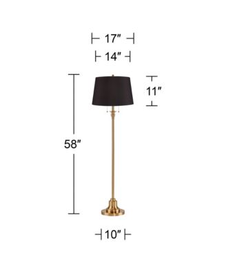 Dyna Traditional Tall Standing Floor Lamp Skinny Pole Pull Chain Antique Brass Finish