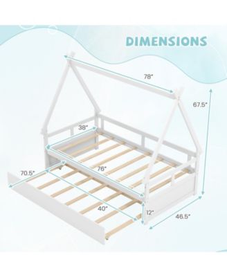 House Bed with Trundle and Safety Guardrail
