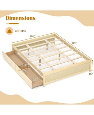 Bed Frame with 2 Rolling Storage Drawers