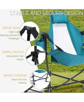 Outdoor Hammock Chairs Set of 2, Portable Folding Rocking Chair with Adjustable Back and Carry Bag, Oversized Recliner for Travel, Camping