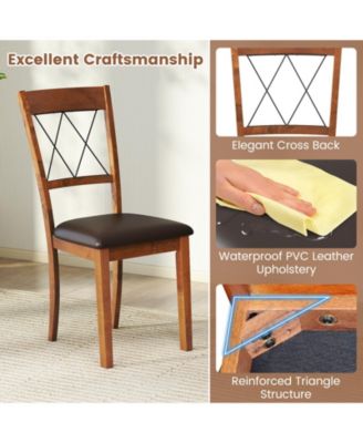 Dining Chair Set of 2 w/Rubber Wood Frame Padded Seat Cross Backrest for Room