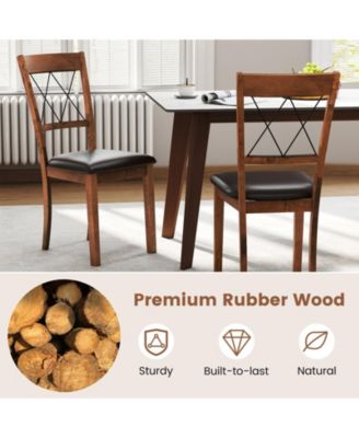 Dining Chair Set of 4 w/Rubber Wood Frame Padded Seat Cross Backrest for Room